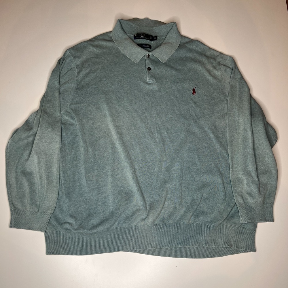 Polo Ralph Lauren Mens 3XB Big Sage Green 100% Pima Cotton Long Sleeve Sweater